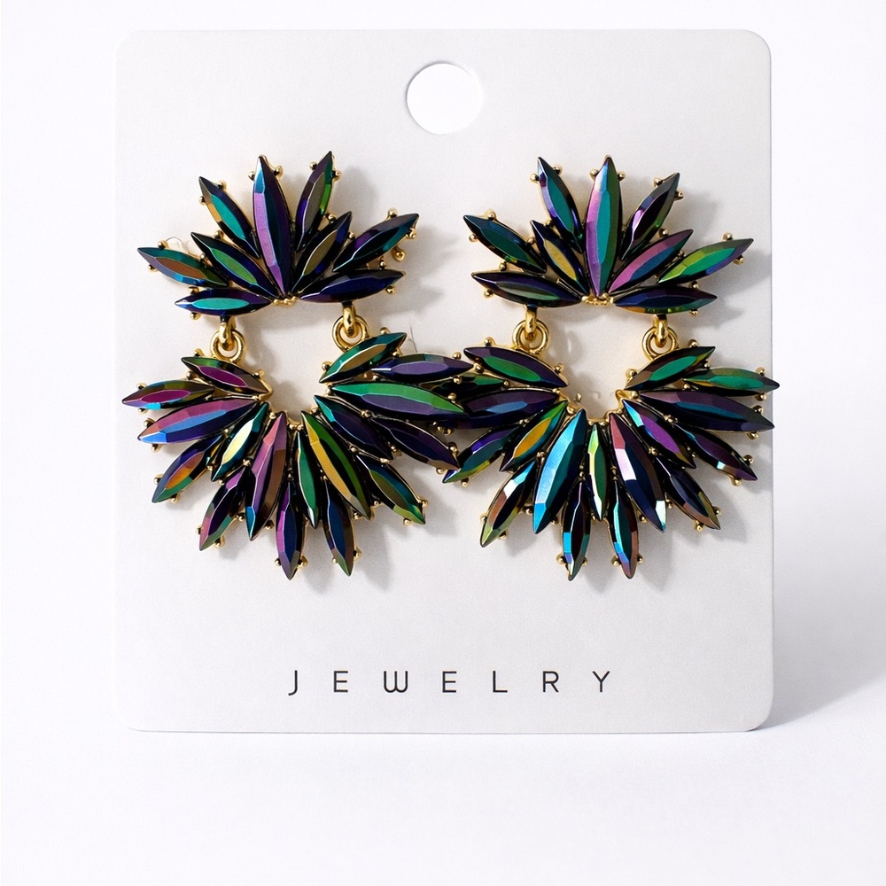 Iridescent Crystal Statement Earrings – New